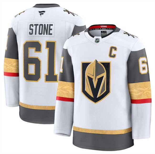 Men%27s Vegas Golden Knights #61 Mark Stone White 2024-25 Away Stitched Hockey Jersey Dzhi